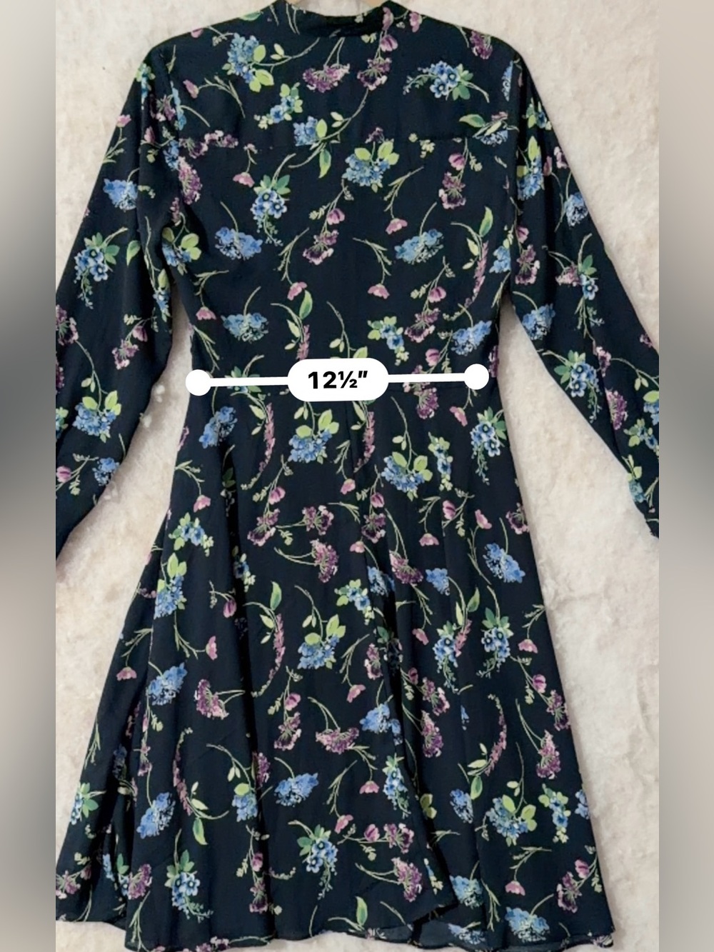 Nanette Lepore Navy Floral Long-Sleeve Fit & Flare Dress (SKU844) - Picture 6 of 6
